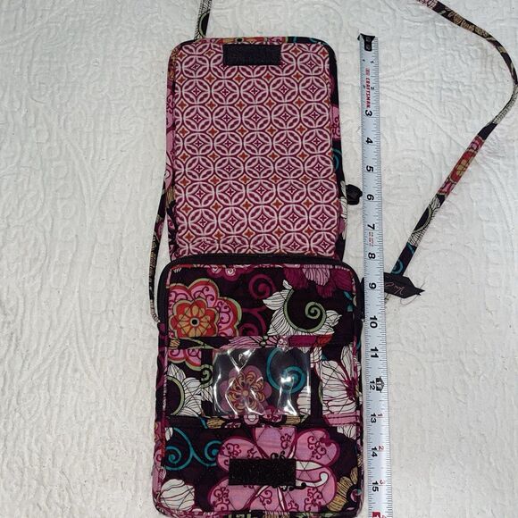 Vera Bradley Retired Mod Floral Pink Mini Hipster Crossbody Bag & Clip Zip ID - Picture 10 of 11